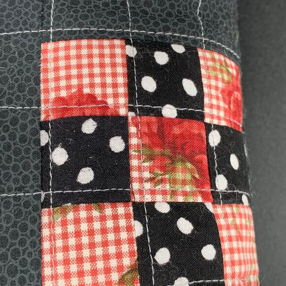 Handmade Accent Throw Pillow 11" Square Nine Patch Black Red White Gift For Her - Picture 7 of 11